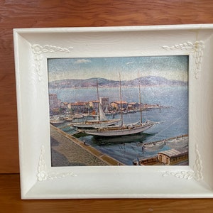 vintage sheffield company 8&quot; x 10&quot; &quot;at the wharf&quot; plastic framed print