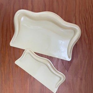 Vintage Butter Yellow 1950&#39;s Fuller Brush Co. Butler&#39;s Crumb Trays (set of two) Made in Connecticut