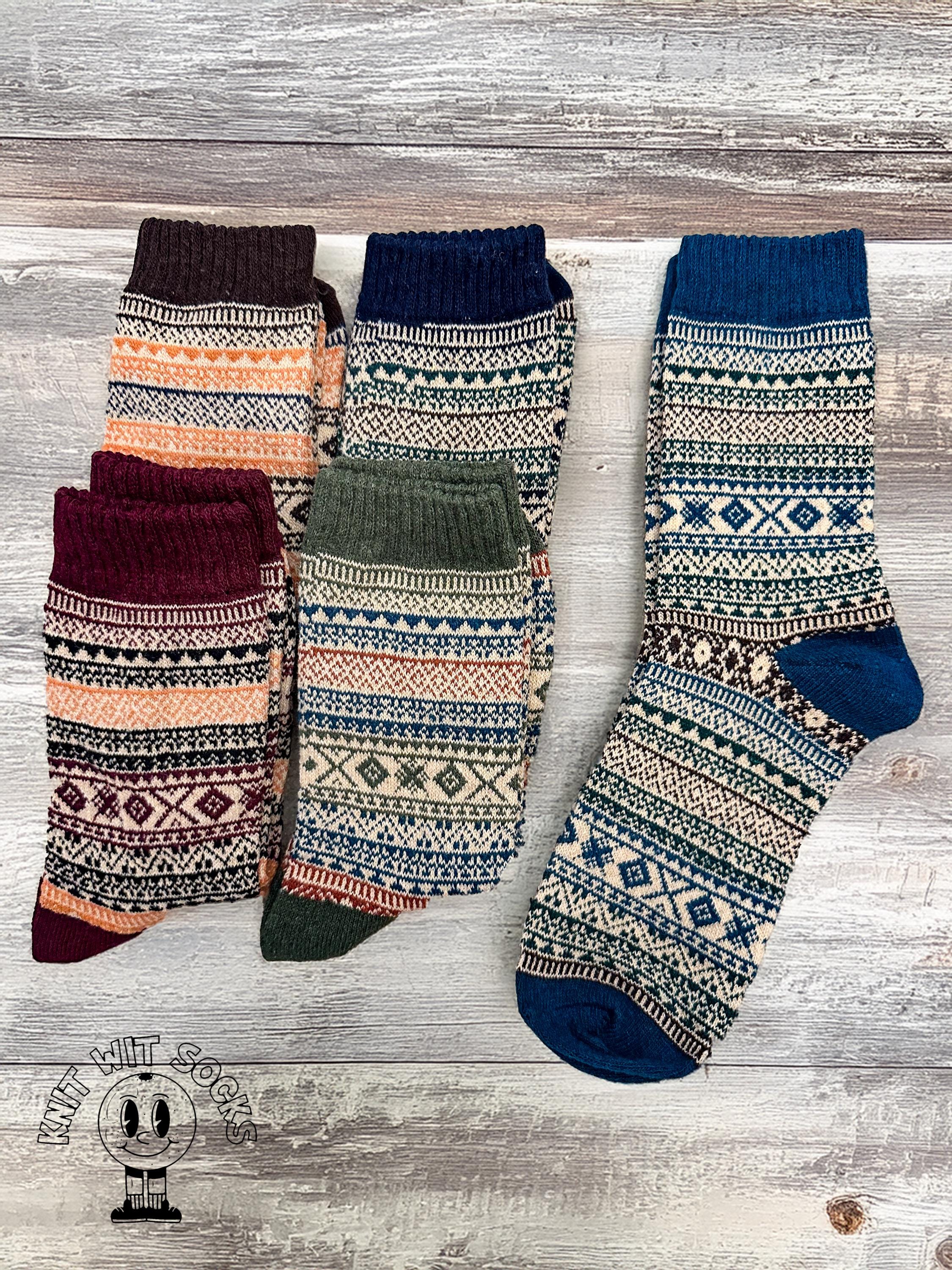 Wintern Pattern Socks Cozy Nordic-pattern Wool Socks | Winter Warmth in Rustic Style - Etsy