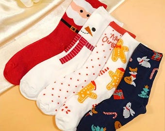 Chaussettes de Noël festives | Bas de Noël à imprimé animalier