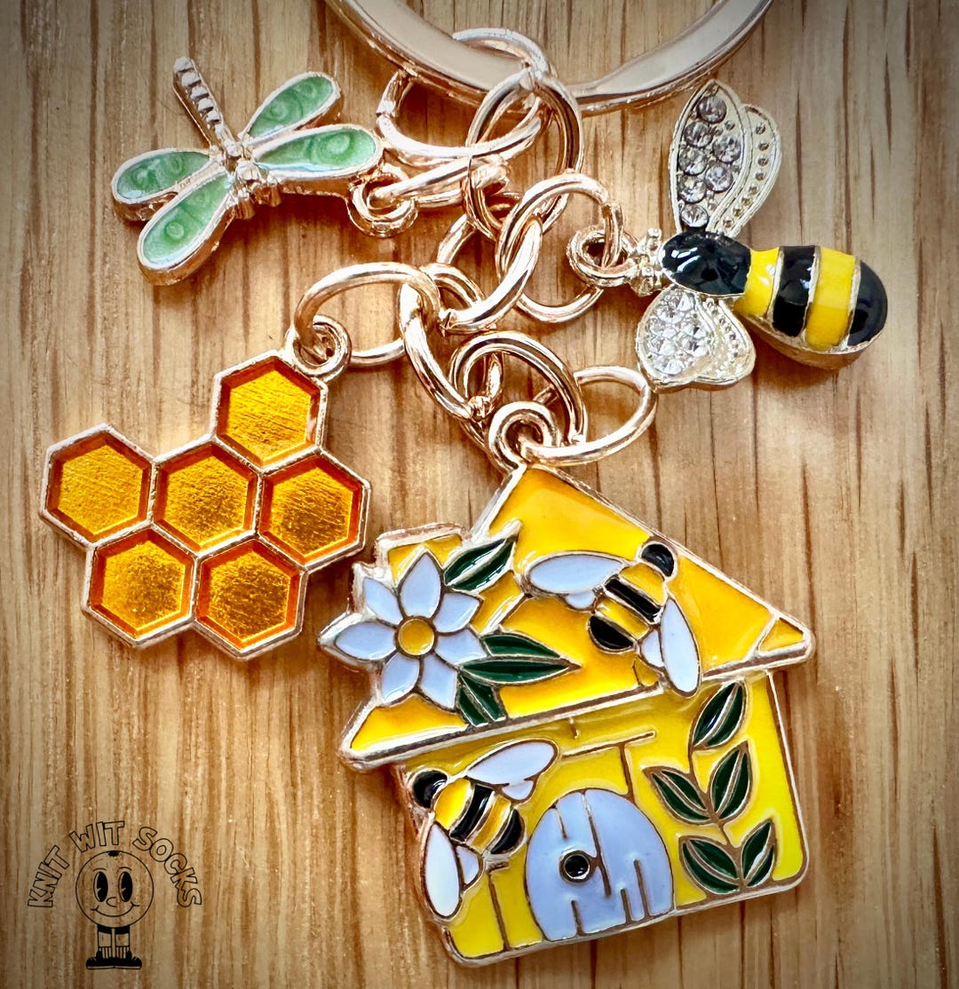 Enamel Beehive & Honeycomb Keyring | Sparkly Bee Key Fob | Dragonfly ...