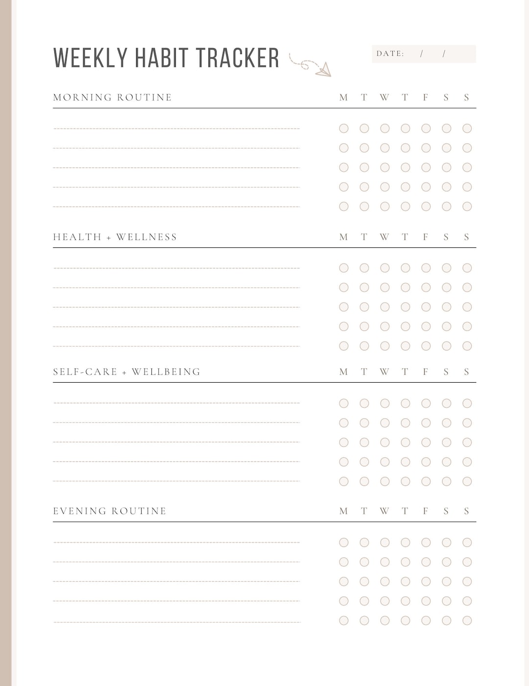 Daily Weekly Habit Tracker, Instant Printable Weekly Tracker for Habits ...