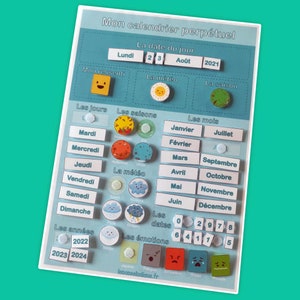 Perpetual Calendar (4 Colors to Choose from) to print for children aged 3 to 6 years