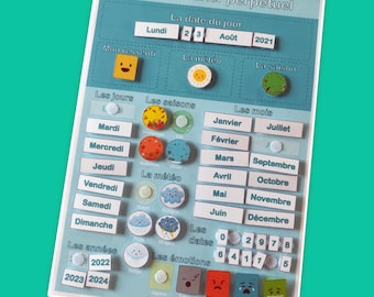 Perpetual Calendar (4 Colors to Choose from) to print for children aged 3 to 6 years