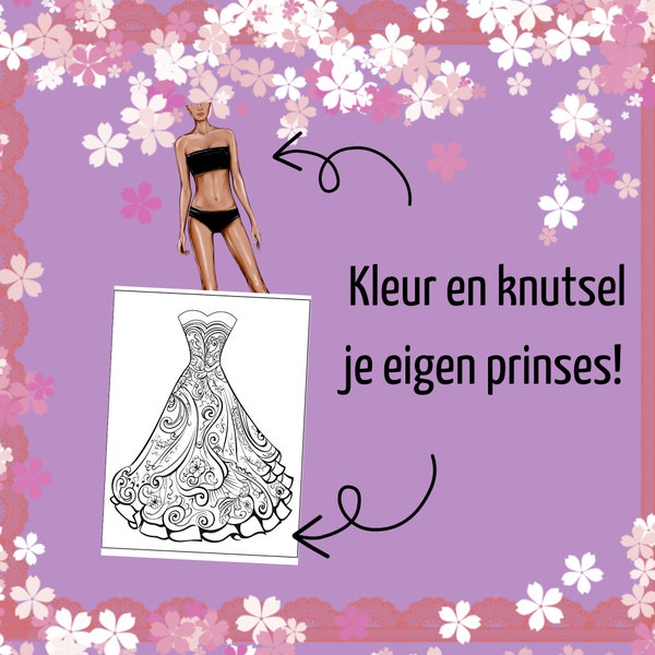 Color and craft your own princess, creative, dress, dress-up doll, colors, princesses, tiara, crown