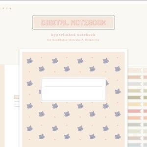 Digital Notebook | Kawaii Digital Notebook | 12 Hyperlinked Tabs Notebook for GoodNotes, Noteshelf, Notability | Digital Stickers