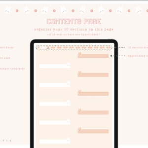 Digitales Notizbuch, süßes Notizbuch mit 10 verknüpften Tabs, Digital Planner Journal für GoodNotes, Noteshelf, Notability Bild 5