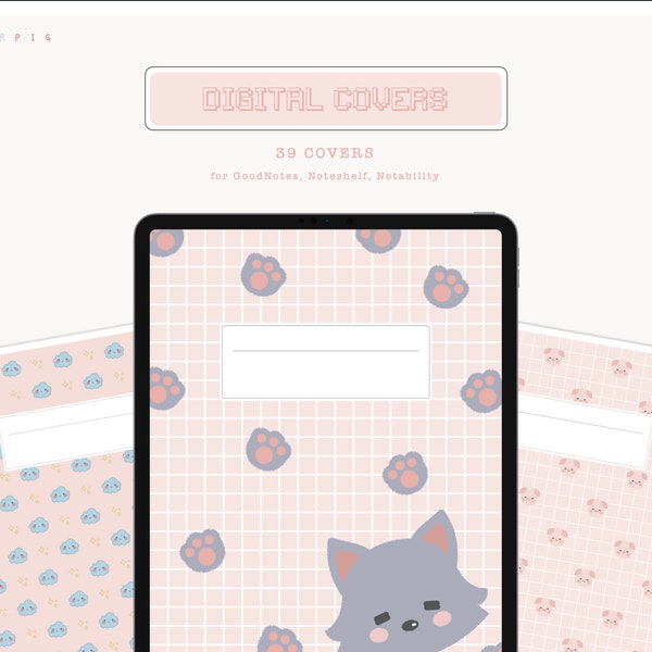 Kawaii Digital Covers | Notebook Covers for GoodNotes, Noteshelf, Notability ©PaperPigCompany