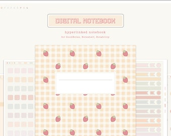 Digital Notebook | Kawaii Notebook | Notetaking Templates | 8 Tab Notebook for GoodNotes, Noteshelf, Notability | Digital Stickers