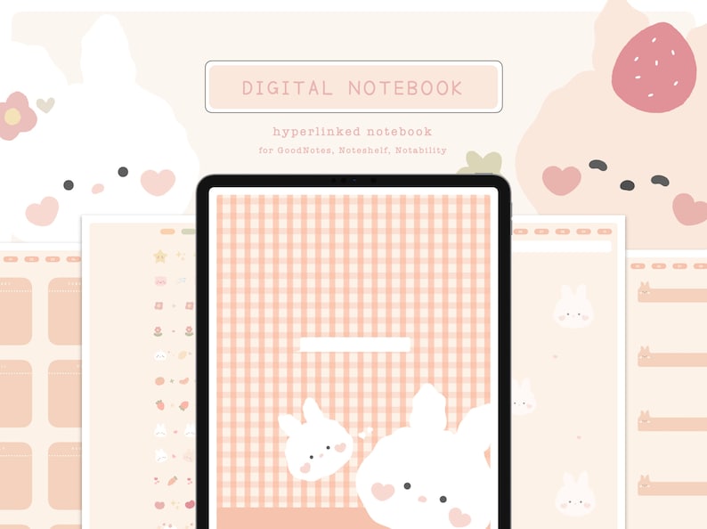 Digitales Notizbuch, süßes Notizbuch mit 10 verknüpften Tabs, Digital Planner Journal für GoodNotes, Noteshelf, Notability Bild 1