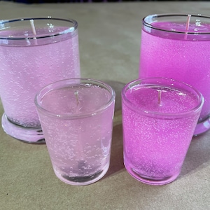Pink Lava Lamp Candle with Glow in the Dark Glitter | Gel Wax | Glows GREEN in the Dark | Choose a Scent or Unscented