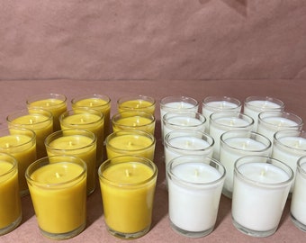 Votive Candles - 100% Pure All-Natural Organic Beeswax - Unscented Yellow or White Beeswax