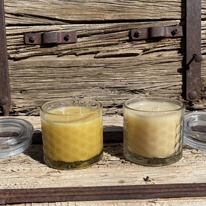 Hexagon Jar Candle with Lid - 100% Pure Natural Organic Beeswax - Unscented Yellow or White Beeswax