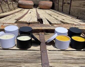 Candle Tins with Lid (8 oz.) - 100% Pure All-Natural Organic Beeswax - Unscented Yellow or White Beeswax - Lavender White or Black Tin