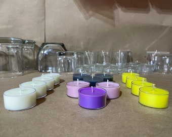 Tealights in Plastic Cups - Made with 100% Soy Wax - Choose from Many Scents or Unscented