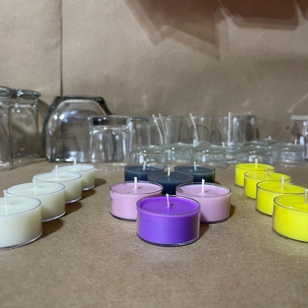 Tealights in Plastic Cups - Made with 100% Soy Wax - Choose from Many Scents or Unscented