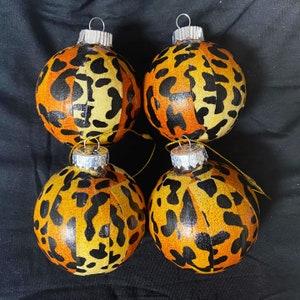 Leopard Print African Ornaments - Christmas Ornaments - Black Ornaments - Nubian Grace - Handmade Ornaments - Cute Ornaments