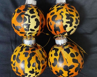 Leopard Print African Ornaments - Christmas Ornaments - Black Ornaments - Nubian Grace - Handmade Ornaments - Cute Ornaments