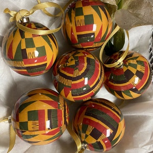 Kente Inspired Ornaments - African American Christmas Ornaments - Handmade Ornaments - Nubian Grace - Kwanzaa Ornaments