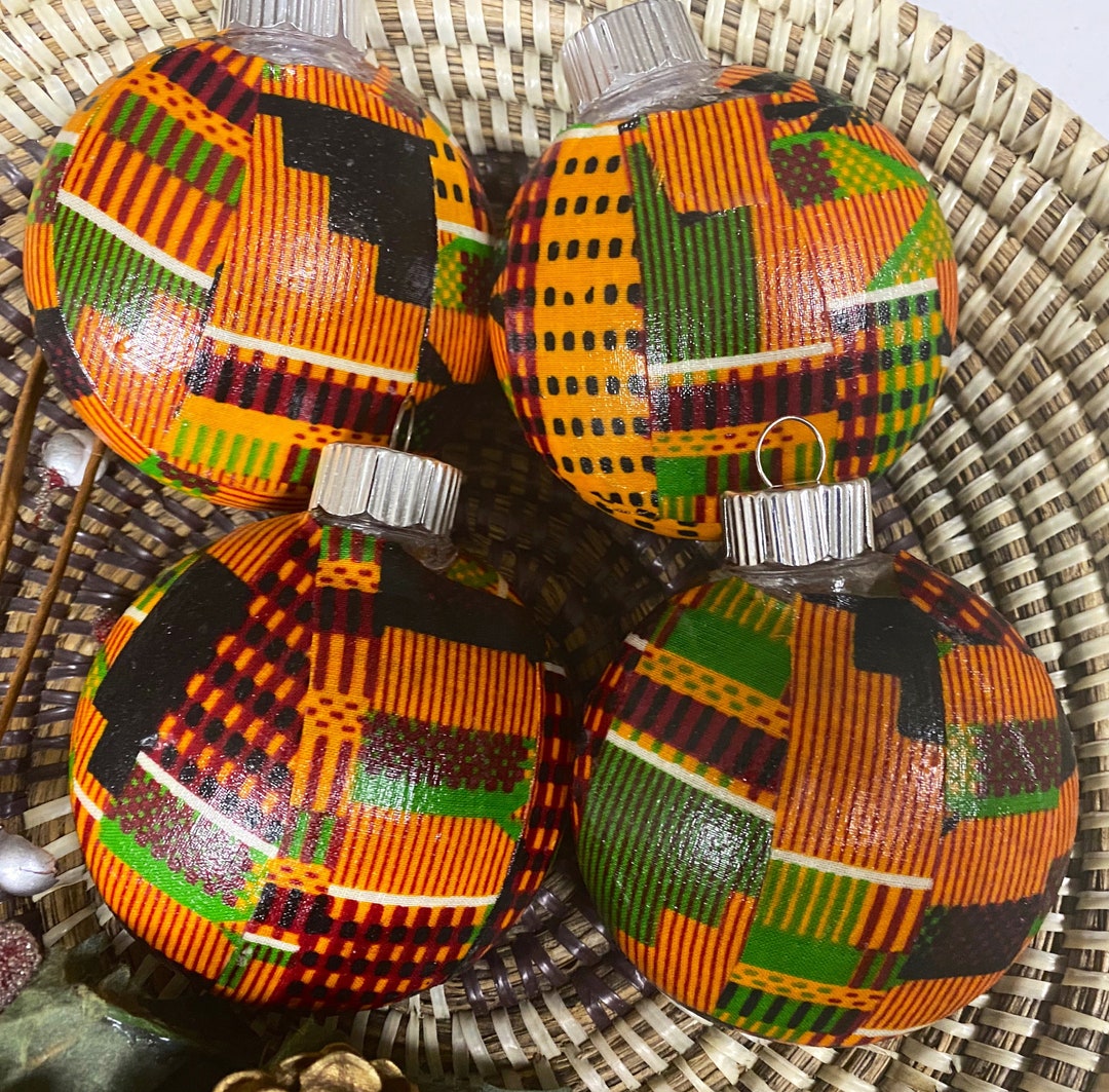 African Kente Ornaments Disc Shaped Christmas Ornaments Etsy