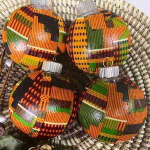 African Kente Ornaments - Disc Shaped Christmas Ornaments - Nubian Grace - Handmade Ornaments - Cute Ornaments