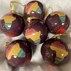 African Map Ornaments - African American Christmas Ornaments - Handmade Ornaments - Nubian Grace - Kwanzaa Ornaments