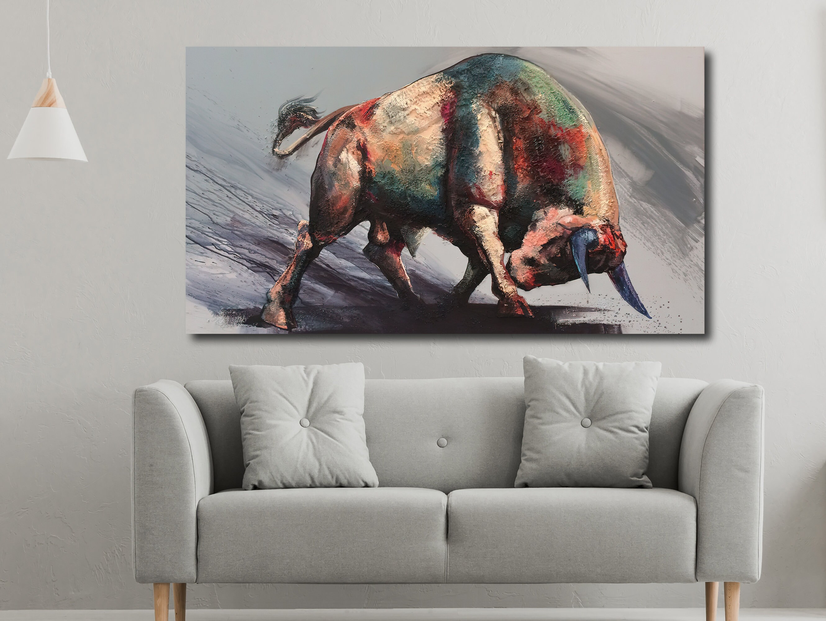Bull Decor Wall Art Animal Wall Art Canvas Print Etsy
