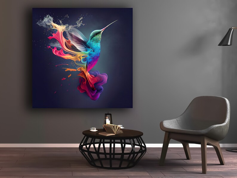 Colorful Hummingbird Canvas Wall Art Animal Print on Canvas Etsy