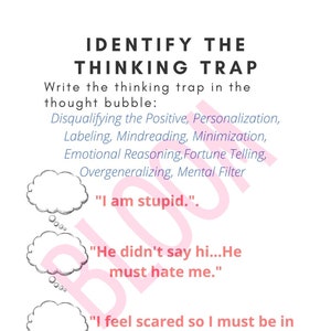 Digital Download CBT for Kids; Identify Thinking Traps/Cognitive Distortions