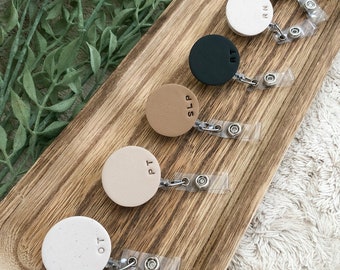 Minimalist Neutral Badge Reels - Handmade Polymer Clay