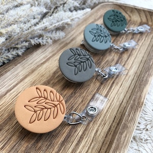 Minimalist Large Leaf Badge Reels - Handmade Polymer Clay