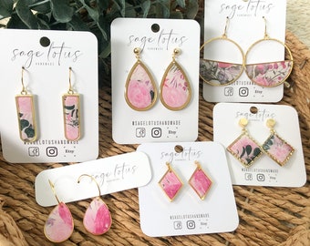 Pink Floral Collection - Handmade Polymer Clay Earrings