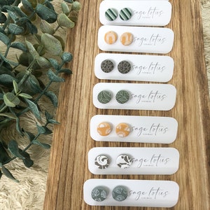 Boho Circle Studs - Handmade Polymer Clay Earrings