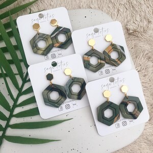 Winter Amber - Handmade Polymer Clay Earrings