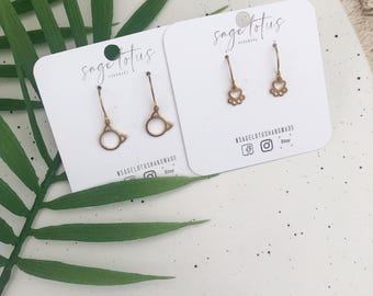 Golden Pet Dangles - Handmade Polymer Clay Earrings