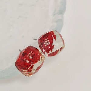 Red Ear Studs Transparent 3D Bling Resin Earrings Art deco Cute Earring Jewellry Gift