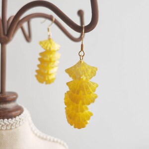 Yellow Ginkgo Drop Earrings