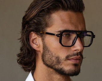 Gafas personalizadas de doble puente para hombre / Gafas vintage con filtro de luz azul / Gafas de lectura con acabado +1.5 +2.0 / Gafas ópticas para ordenador