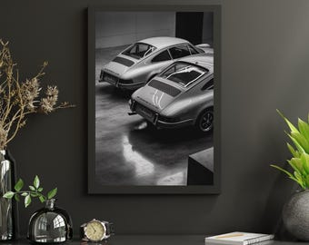 Vintage Porsche 911 Poster: Black and White Classic Car Art (Digital Download)
