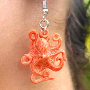 Octopus Earrings, Octopus Jewelry, Hypoallergenic, Novelty Earrings, Handmade Jewelry Earrings, Animal Charm Earrings, Octopus Accessories