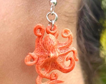 Mini Octopus Earrings, Hypoallergenic Stainless Steel Hooks