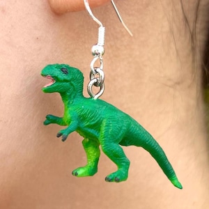T-Rex Earrings, T-Rex Jewelry, Dinosaur Earrings, Dinosaur Jewelry, T-Rex Gift Ideas, Dinosaur Gifts, Animal Earrings, T-Rex Drop Earrings