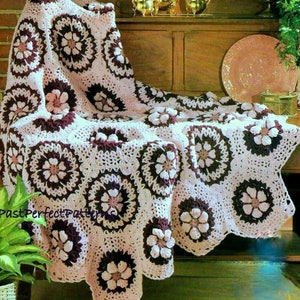 RETIREMENT SALE *** Vintage Crochet Pattern for Granny Hexagon Wildflower Afghan Throw Blanket  Retro