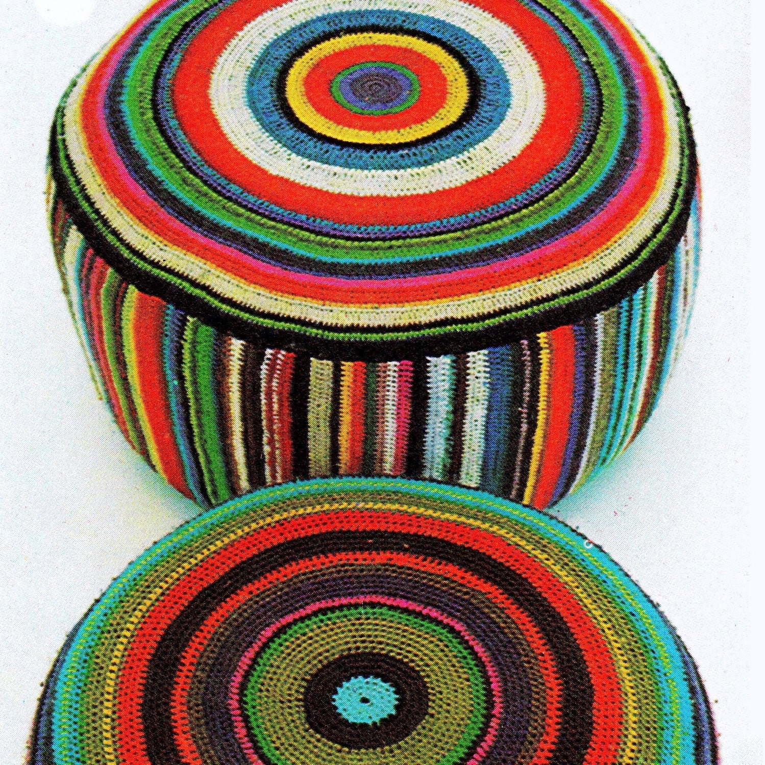 Vintage Crochet Pattern   Floor Pillow Cushion  1970s Retro