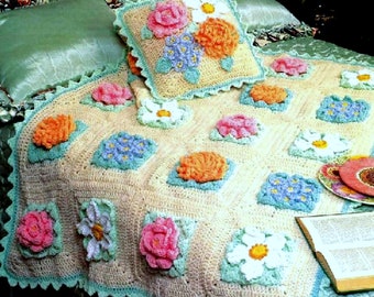 Grandmothers Flower Garden Crochet Afghan Pattern Pdf - Etsy