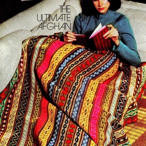 INSTANT DOWNLOAD PDF Vintage Crochet Pattern  for Striped Afghan Throw Blanket  Retro