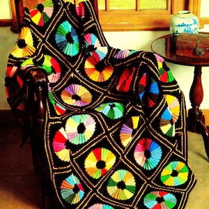 RETIREMENT SALE *** Vintage Crochet Pattern  for Colour Color Wheel Afghan Throw Blanket Retro