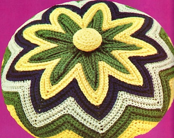 RETIREMENT SALE *** Vintage Crochet Pattern    Chevron Circular Cushion Pillow Cover  Retro