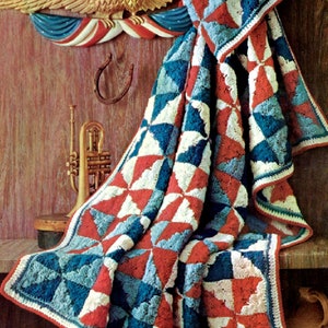 RETIREMENT SALE *** Vintage Crochet Pattern  Patchwork Quilt Bedspread Afghan Throw Blanket  Worsted Granny