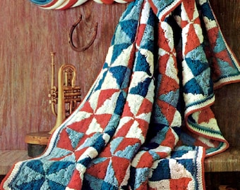 RETIREMENT SALE *** Vintage Crochet Pattern  Patchwork Quilt Bedspread Afghan Throw Blanket  Worsted Granny